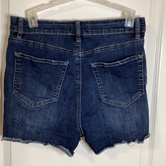 Warehouse One Women's Blue Denim Shorts Size 8 Raw Hem Button Fly - Picture 4 of 6